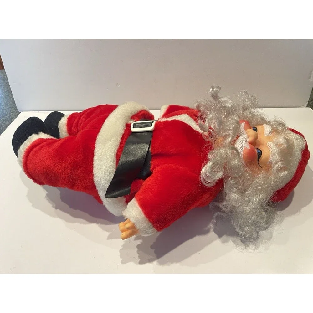 Vintage LARGE SANTA CLAUS plush doll stuffed rubber face vintage retro